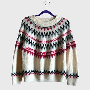 H&M Winterland Jacquard Sweater Jumper Wool Content Fair Isle Holiday Women Sz M